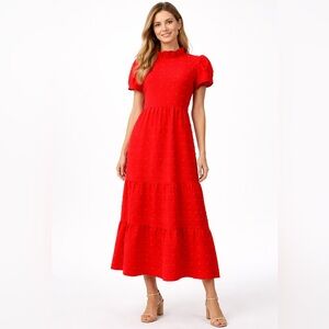 LIZZIE SWISS DOT FLUTTER SLEEVE MAXI DRESS NWT